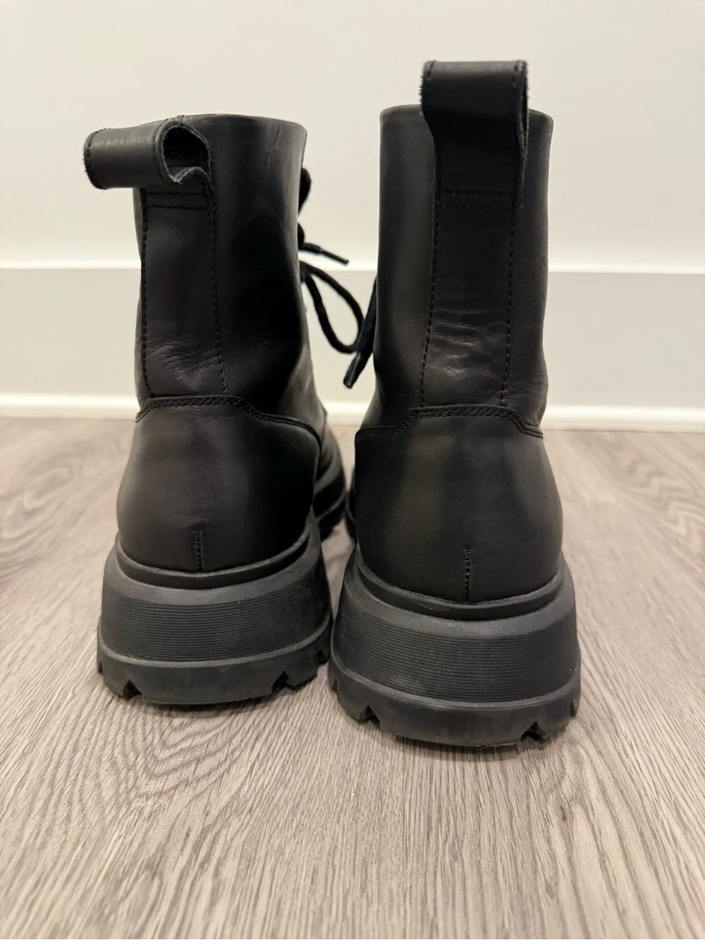 Franco Fortini Black Lace-Up Platform Combat Boots great condition!!